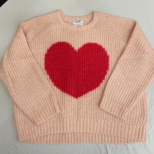 Old Navy oversized heart sweater, pink, size L